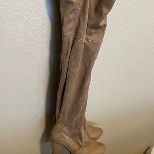 Over the knee tan boots